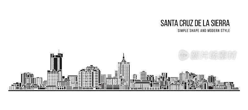 简单的造型和现代风格艺术矢量设计- santa cruz de la sierra city